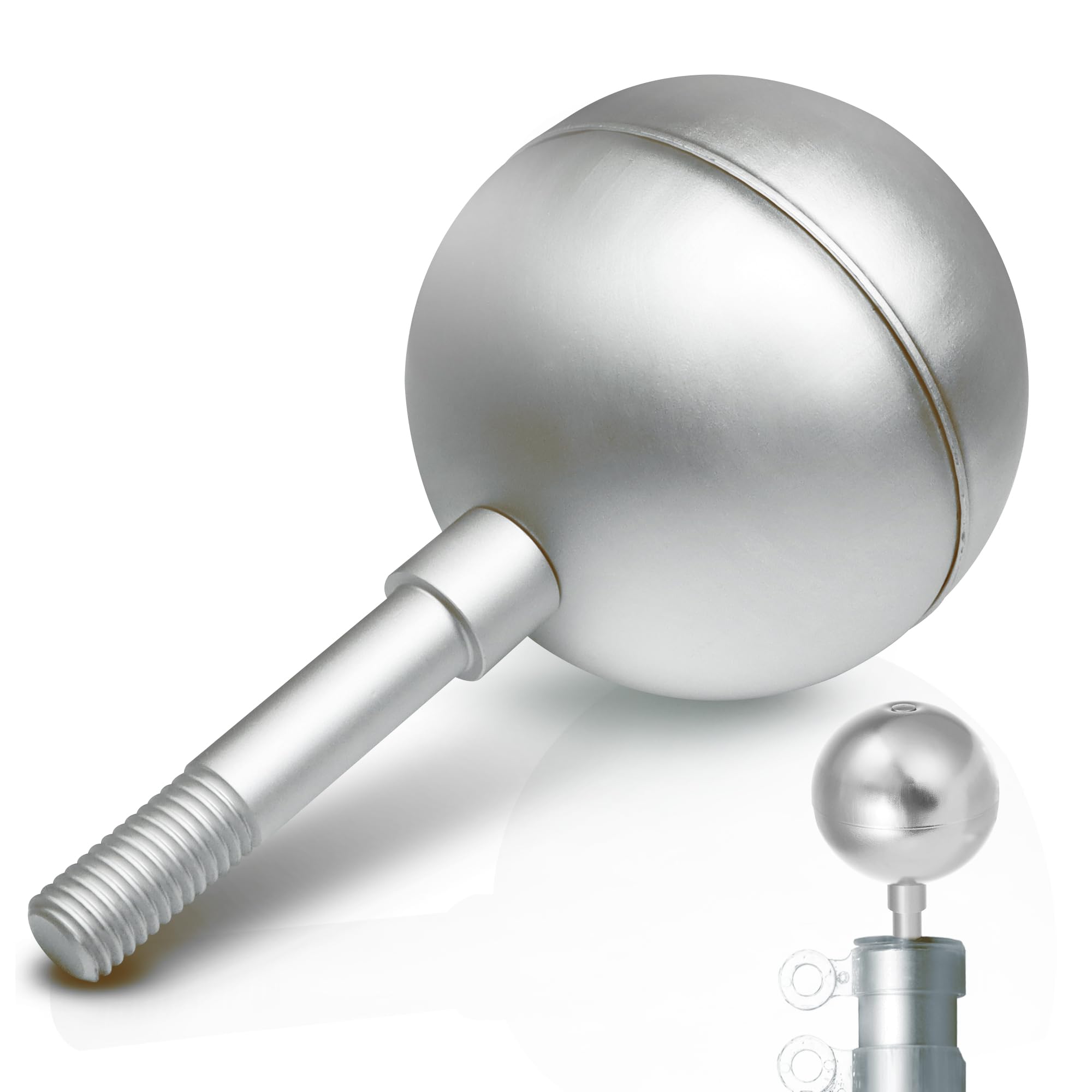 Anley Authentic 3" Flagpole Ball Topper Ornament - Silver Anodized Aluminum Finish - Weatherproof Top Replacement - Fit Standard USA Flag Poles, Pulley Truck & Solar Lights