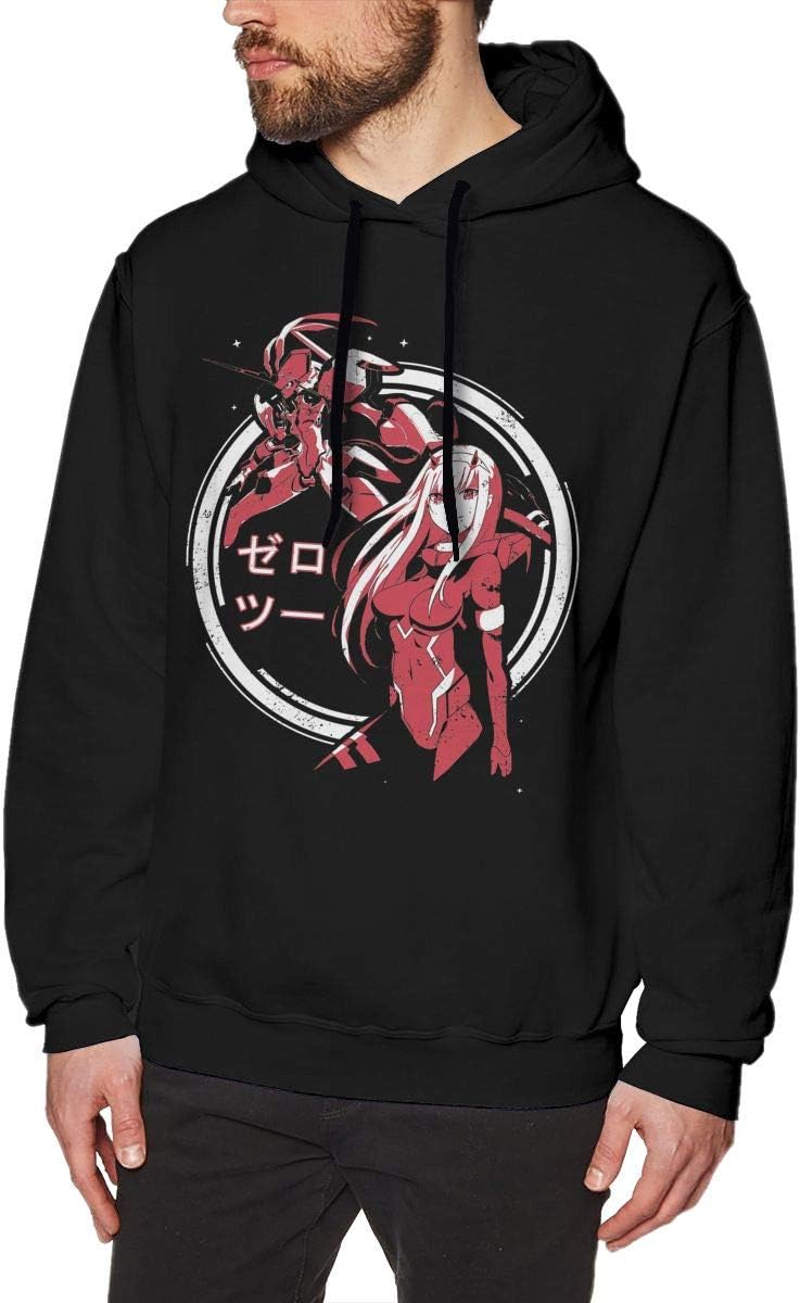 Darling in The Franxx Mens Long Sleeve Sweatshirts Man's Hoodies Black