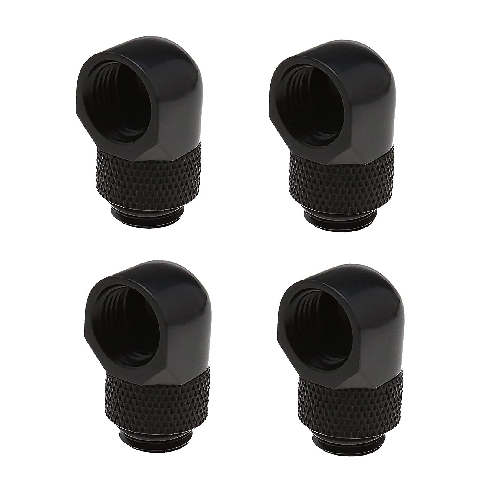 The Lord of the Tools 4x 90 Degree G1/4 Thread Elbow Tube Fitting Connector Chrome Plated Brass for PC Water Cooling System Soft and Hard Pipe