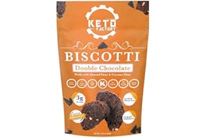 Keto Factory Double Chocolate Biscotti - Keto and Diabetic Friendly Snacks with Low Carbs - Gluten Free and Non-GMO Crunchy Cookies for Healthy Snack with Zero Added Sugar (3.39 oz)