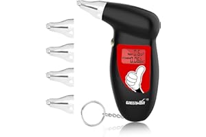 GREENWON Breathalyzer Keychain Digital Alcohol Tester Detector Breath Analyzer Audible Alert Portable with LCD Display and Replacement Mouthpiece Personal Use