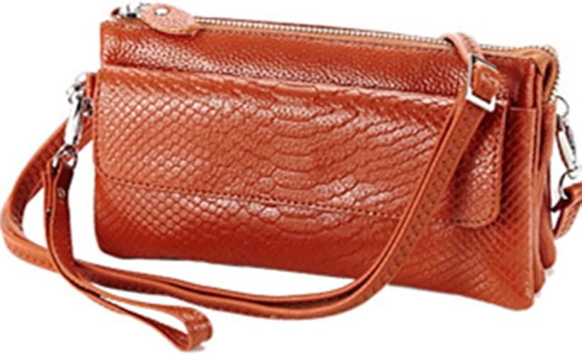 Amazon 2way 四層式 本革 ショルダーバッグ ボディバッグ シンプル蛇柄 レザーバッグ カバン 鞄 斜め掛け 大容量 財布 サイフ ポーチ カジュアル レディース 5color オレンジ Xxx トリプルエックス ハンドバッグ