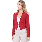 Allegra K Women's Work Office Blazer Collarless Business Casual Suit Jacket Cropped Blazer