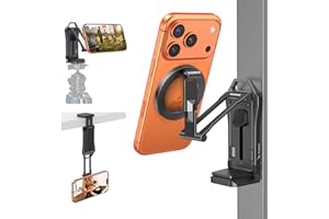OMOTON TP02-Pro Magnetic Phone Holder for Vlogging, Content Creator Essentials with 1/4" Screw, Arca, Back Magnet for Gym, Ad