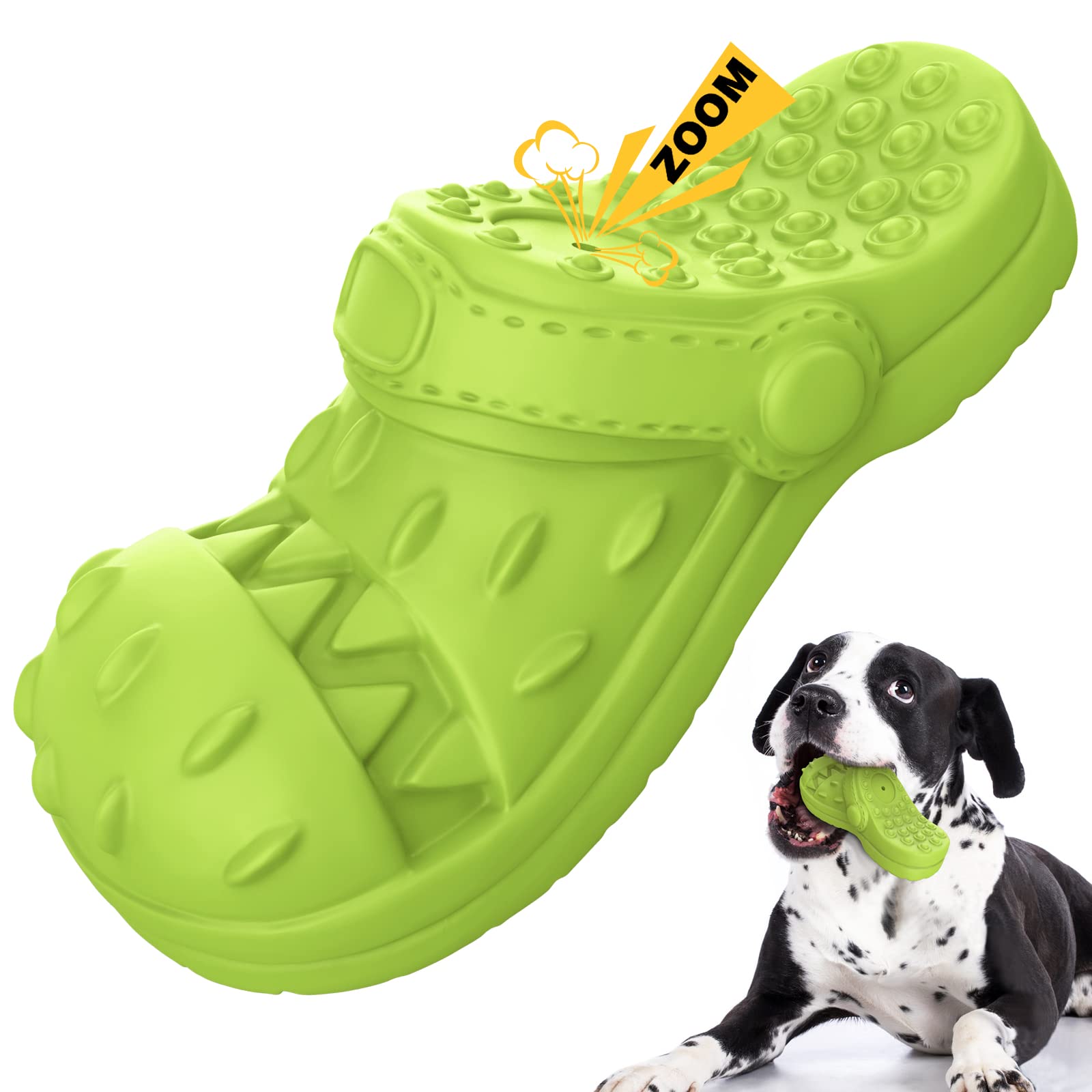 RUXAN Dog Chew Toys Indestructible - Squeaky Interactive Dog Toys for Teeth Cleaning, Rubber Chew Toy with Beef Flavor for Small Medium Large Aggressive Chewers