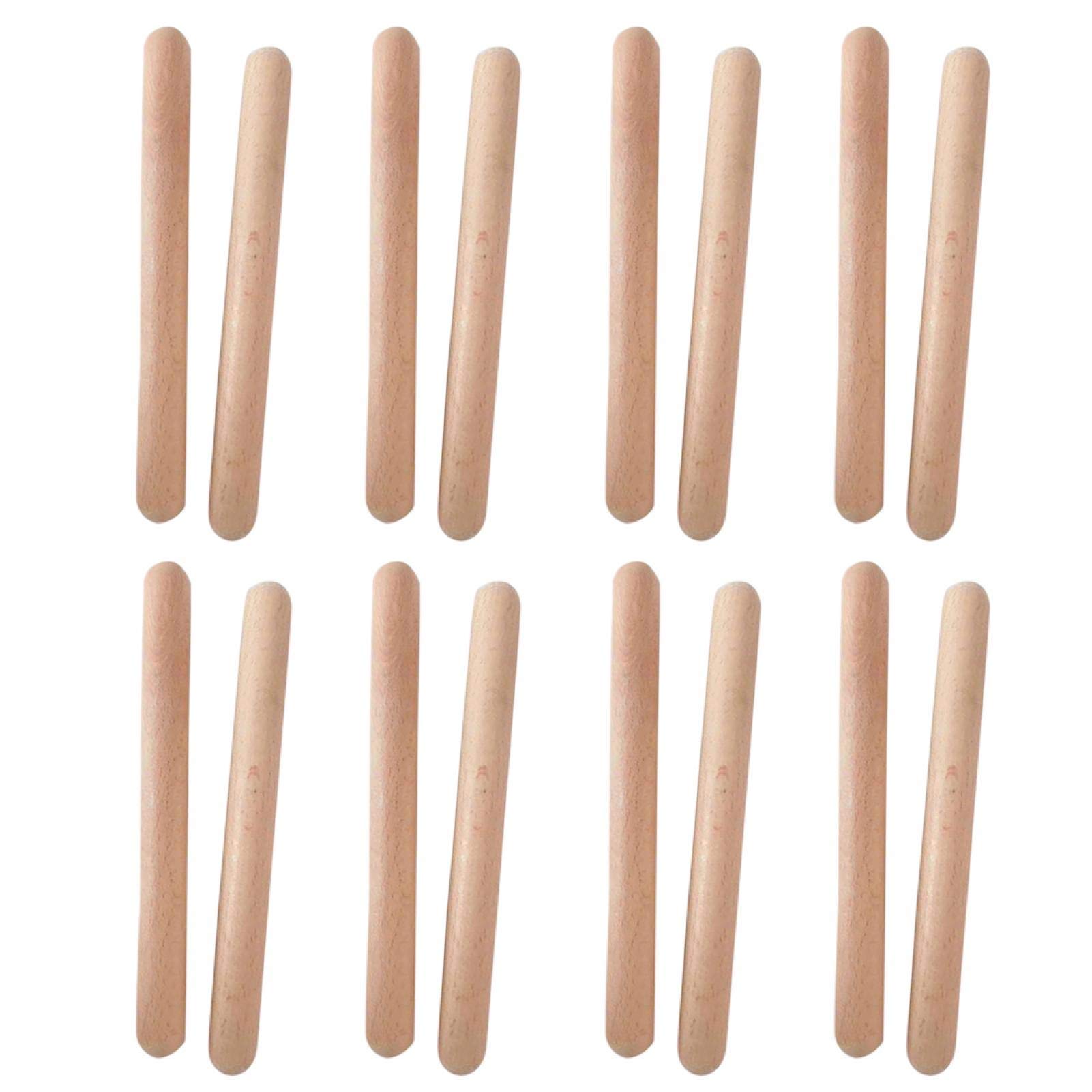 Faderr 8Pairs Classical Wood Claves, Instrument Rhythm Sticks, Musical Wooden Toys, Natural Hardwood Percussion Rhythm Sticks Children Musical Toy Gift