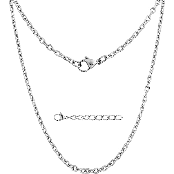 Silvadore Stainless Steel Cable Chain (3mm,36in) Long Sterling