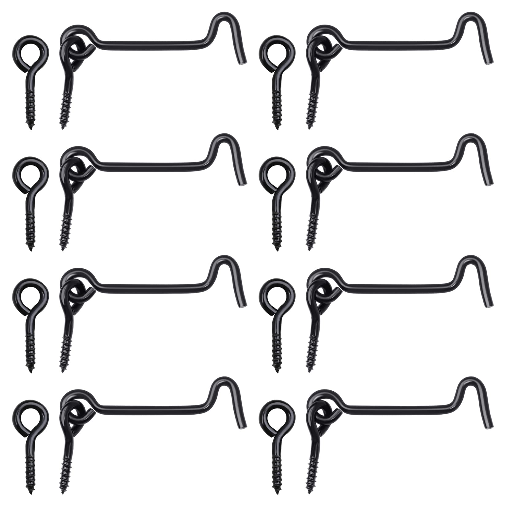 Photo 1 of yeabwps 8 Pcs 2.5 inches Cabin Hook Eye Latch Gate Door Swivel Window Door Hook with Mounting Screws (Black, 2.5 inches)