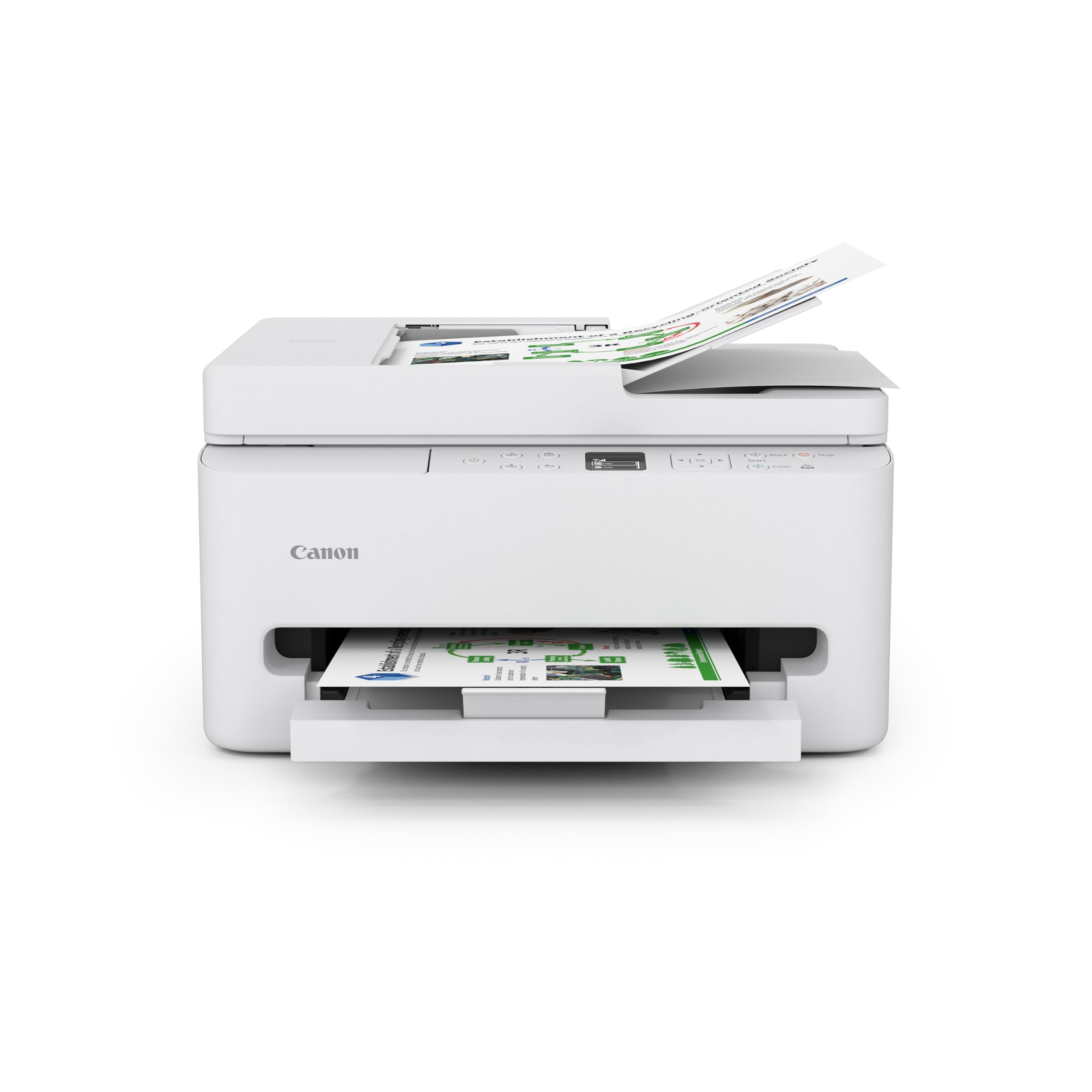 Canon PIXMA TR7120 Wireless Color Inkjet Printer for Duplex Printing, White – Home Printer with Copier/Scanner, Auto Document Feeder, Compact Design, Intuitive Control Panel