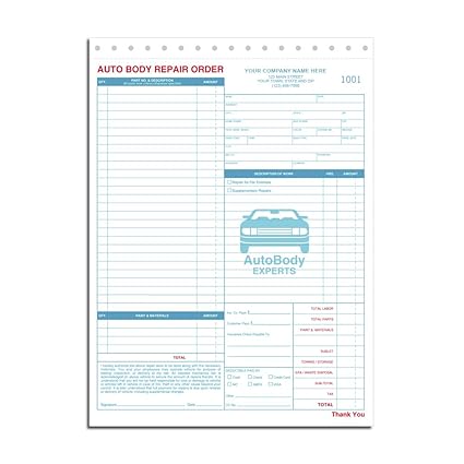 Checksimple Auto Body Repair Orders Specific For Auto Body Shops And Customized For Your Business 250 Qty