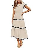 ZESICA Women's Summer Flutter Short Sleeve Smocked