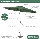 GardenKraft 14610 2.7m Outdoor Parasol Tilt & Crank 6 Ribs Dark Green view 4