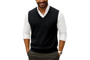 Moda Viva Mens Wool Sweater Vest, Fall V Neck Sweater Vests, Lightweight Sleeveless Knit Vest