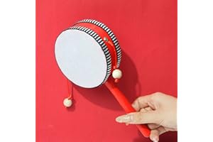 4-inch Rattle-Drum Wooden Shaking Drum Rattle Spin Drum Hand Shaking Drum Handheld Musical Instruments for, Hand Shaking Drum