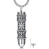 SIMONLY Bullet Urn Necklaces for Ashes 925 Sterling Silver Lion Eagle Compass Tree of Life Necklace Viking Warrior Leo Cremation Jewelry for Men Women Unisex