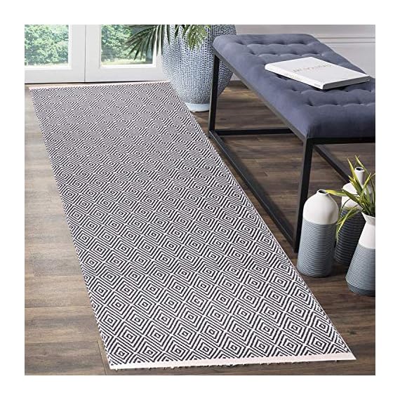 HEBE Extra Long Cotton Area Rug Runner 2'x6' Reversible Hand Woven