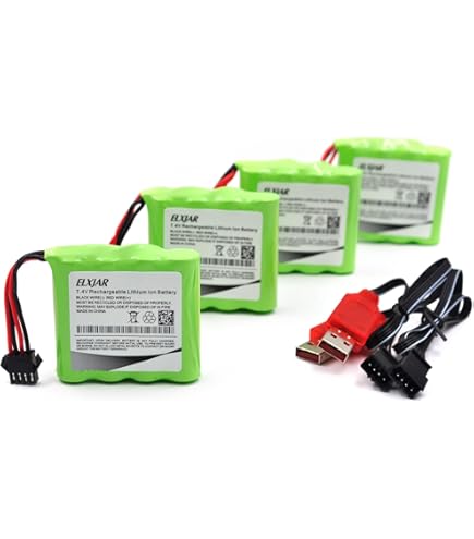 Batería 7.4V 1000mAh 2S Lipo Con Cargador USB SM-4P Para Coches RC Y Todoterreno