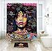 Riyidecor Afro African American Shower Curtain Rock Colorful Watercolor Black Hair Girl Lady Pink Trendsetter Decor Bathroom Set Polyester Waterproof 72x72 Inch with Free Plastic Hooks 12-Pack