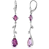 14K White Gold Chandelier Earrings with Diamonds and Amethysts