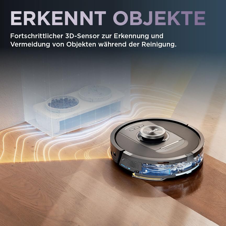 Shark PowerDetect 2-in-1 Saugroboter & Wischroboter, NeverTouch Pro 60-Tage-Selbstentleerung, selbständiges Nachfüllen, 3D-/ LiDAR-Navigation, NeverStuck, App-Steuerung, Schwarz RV2800YEEU 9