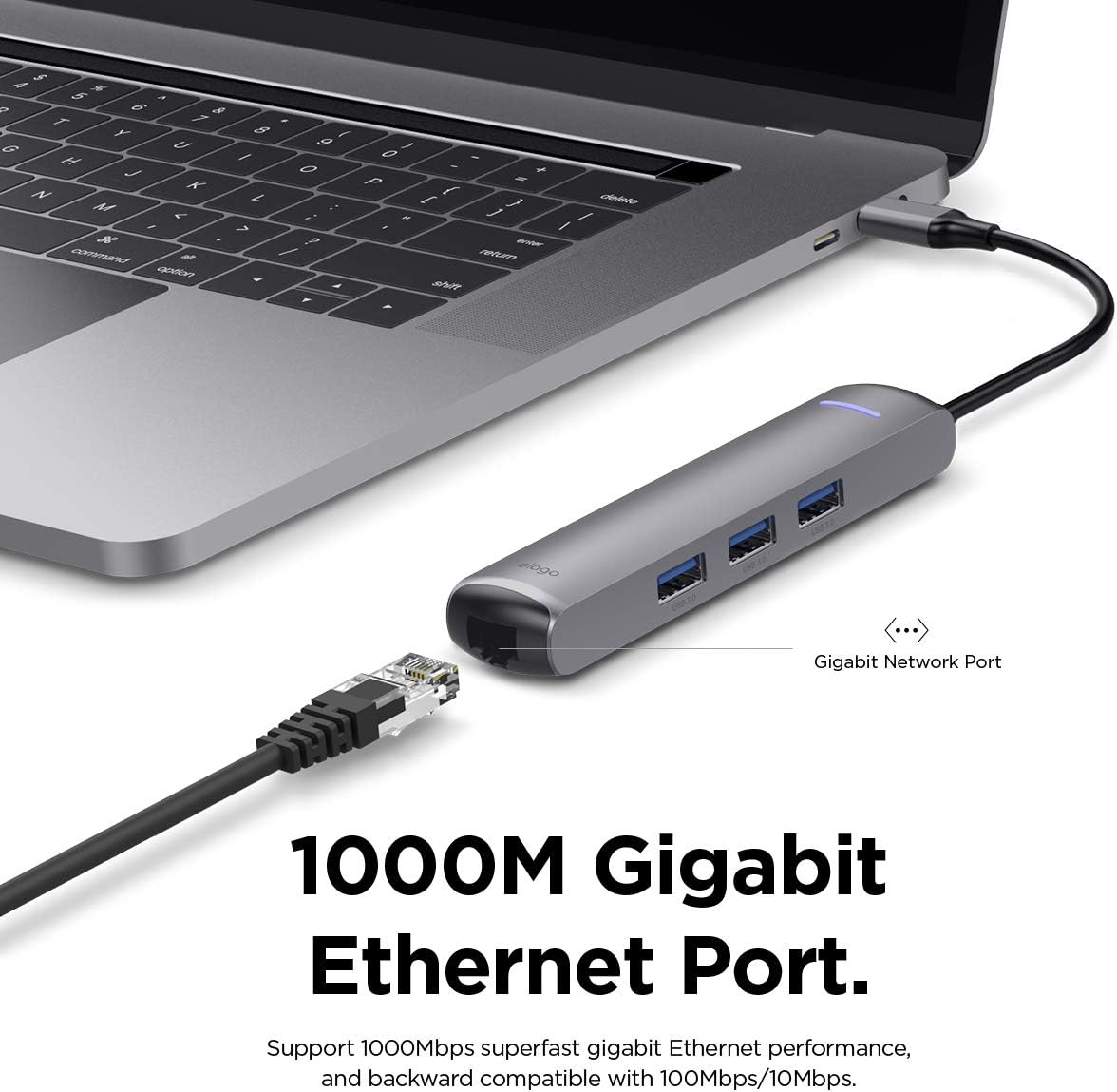 elago 6 in 1 Ethernet, HDMI Multi HUB USB-C, Ethernet Port, 4K HDMI, PD Charging Port, USB 3.0 Ports - Image 5