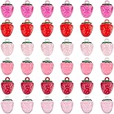 SUNNYCLUE 1 Box 36Pcs Strawberries Charm Resin Strawberry Charms Ornament Artistry Colorful Small Strawberry Fruit Charms for Jewelry Making Charms Supplies Craft Necklace Bracelet Crafting Women