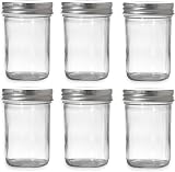 Hniuyun 8oz Mason Jars 6 Pack Regular Lids 240ml Clear Glass Canning Jars