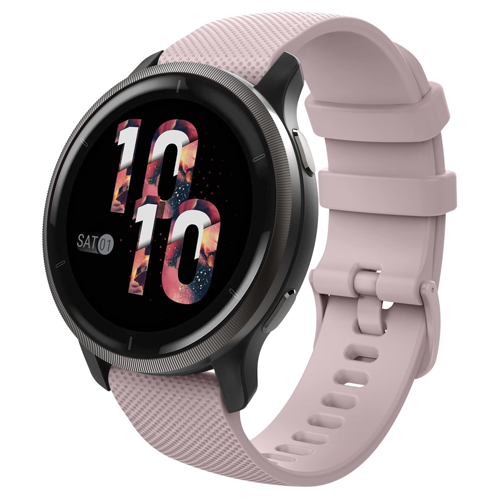 MoKo Strap Compatible with Garmin Vivoactive 4S/Venu 4 41mm/3S/2S/Forerunner 265S/255S/255S Music/Vivomove 3S, 18mm Soft Silicone Replacement Watch Band Sport Wristband, Rose Pink — image 1