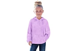 Haloumoning Toddler Girls Fuzzy Fleece Hoodies Baby Kids Warm Pullover Hooded Sweatshirt with Pockets