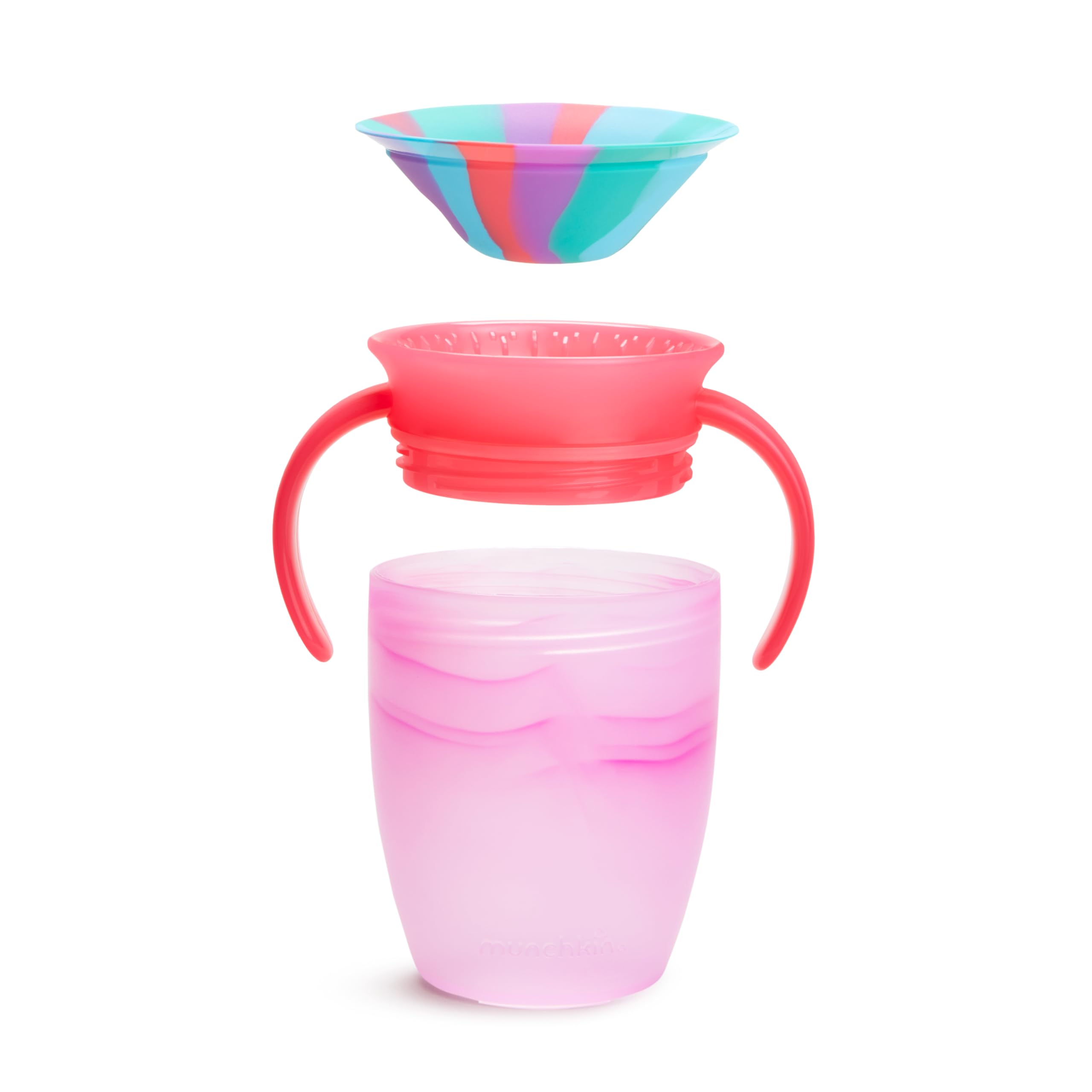 Munchkin® Miracle® 360 Trainer Sippy Cup with Handles, Spill Proof, 7 Ounce, Tropical Swirl, Pink Multi