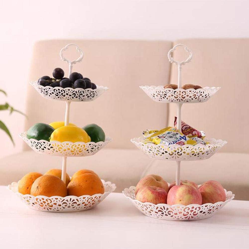Plateau A Desserts En Plastique Blanc Plat De Presentation De Dessert A Fruits Creux Et Amovible Hamkaw Support De Gateau Rond A 3 Niveaux Plateau De Portion De Plat De Fruits Plateau