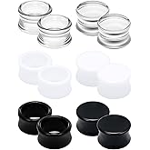 Cisyozi 6G-30mm Acrylic Gauges for Ear Double Flared Saddle Lightweight Ear Gauges Tunnels Plugs Stretcher Expander Piercing Body Jewelry for Women Men Black Clear