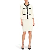 Le Suit Women's Jewel Neck Framed Blazer & Skim Skirt, 2pc Set, Champagne/Black