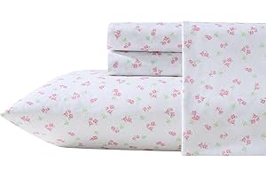 Laura Ashley - Kids Sheet Set, Ultra-Soft & Breathable Toddler Bedding with Matching Pillowcases, Wrinkle-Resistant, Ideal Girl Room Essentials (Busy Bee Pink, Full)