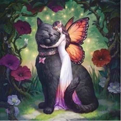 Peinture Diamant 5d Complet Strass Ailes De Princesse Chat Noir Fee Photo Diamant Peinture Pour Adultes Broderie Diamant Art C568 Foret Rond 60x80cm Amazon Fr Cuisine Maison