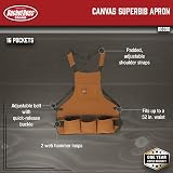 Bucket Boss Duckwear Super Bib Apron Tool Bag 16 Pockets Brown Adjustable Waist view 2