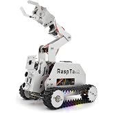 Adeept RaspTank Metal Car Kits with 4-DOF Robotic Arm for RPi 5/4B/3B/3B+ | Tank Tracked Robot, STEM Building Robots, OpenCV, Obstacle Avoidance, Line Tracking, PDF Tutorial (Raspberry Pi Not Included)
