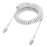 iPhone 16e/16 Plus Coiled USB C to C Android Auto Cable Car Carplay Cable for iPhone 16 Pro Max, 20W Type C to C Charging Cord USB C Power Cord 5FT Fast Charging for Samsung Galaxy S25 Ultra/S25 Plus