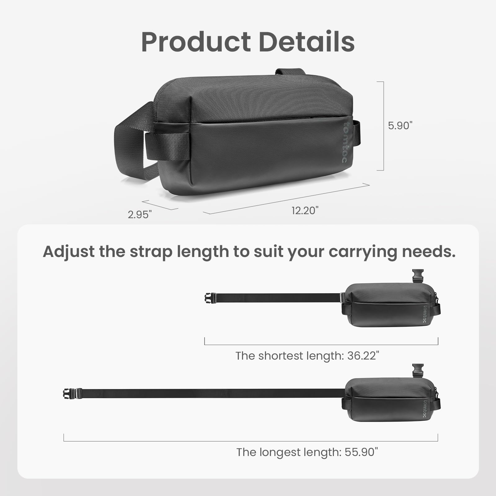 tomtoc Compact EDC Sling Bag, Minimalist Chest Shoulder Backpack Crossbody Bag for Men Women, Lightweight Carry Casual Bag