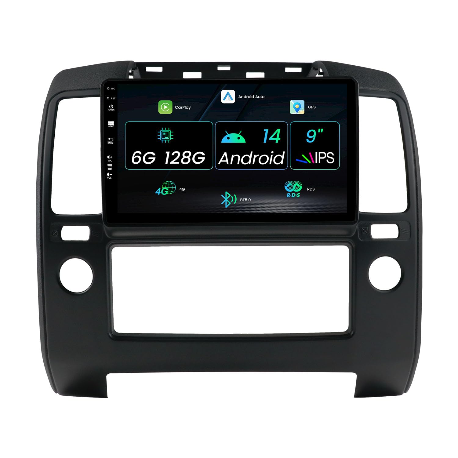 9Inch IPS Car Radio Stereo Android 14 for Nissan Navara D40 2006-2012 - Built-in Carplay/DSP - Free 4 LED Camera MIC - [6G + 128G] - 2 Din - Supports DAB SWC 4G WiFi BT 360 Camera GPS