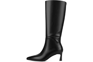 SOVANYOU Kitten Heel Knee High Boots for Women Pointed Toe Tall Boots with Wide Calf Pull-on Style