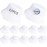 12 PCS White Hats Sublimation Blank Bucket Hat Bulk,Double Sided Wearable for Men and Women Suitable for Summer Beach Outdoor Camping Solid Color Hand Painted Tie dye Sun Cap