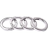 Bobeey 4pcs Round Carabiner Metal Spring Key Ring,Spring Snap Hooks Clip,Spring Keyring Buckle,Flat O ring for Purses BBC40