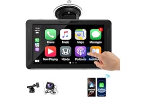LEADTREE 7 inch HD Portable Wireless carplay Screen for car & Android Auto Touchscreen with Mirror Link/1080P Backup Camera/Navigation/Car Stereo/Drive Play/Bluetooth/Voice Control