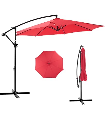 11 round offset patio umbrella PURPLE LEAF Round Cantilever Umbrella with Base, Outdoor Umbrellas with  Lights main image 1