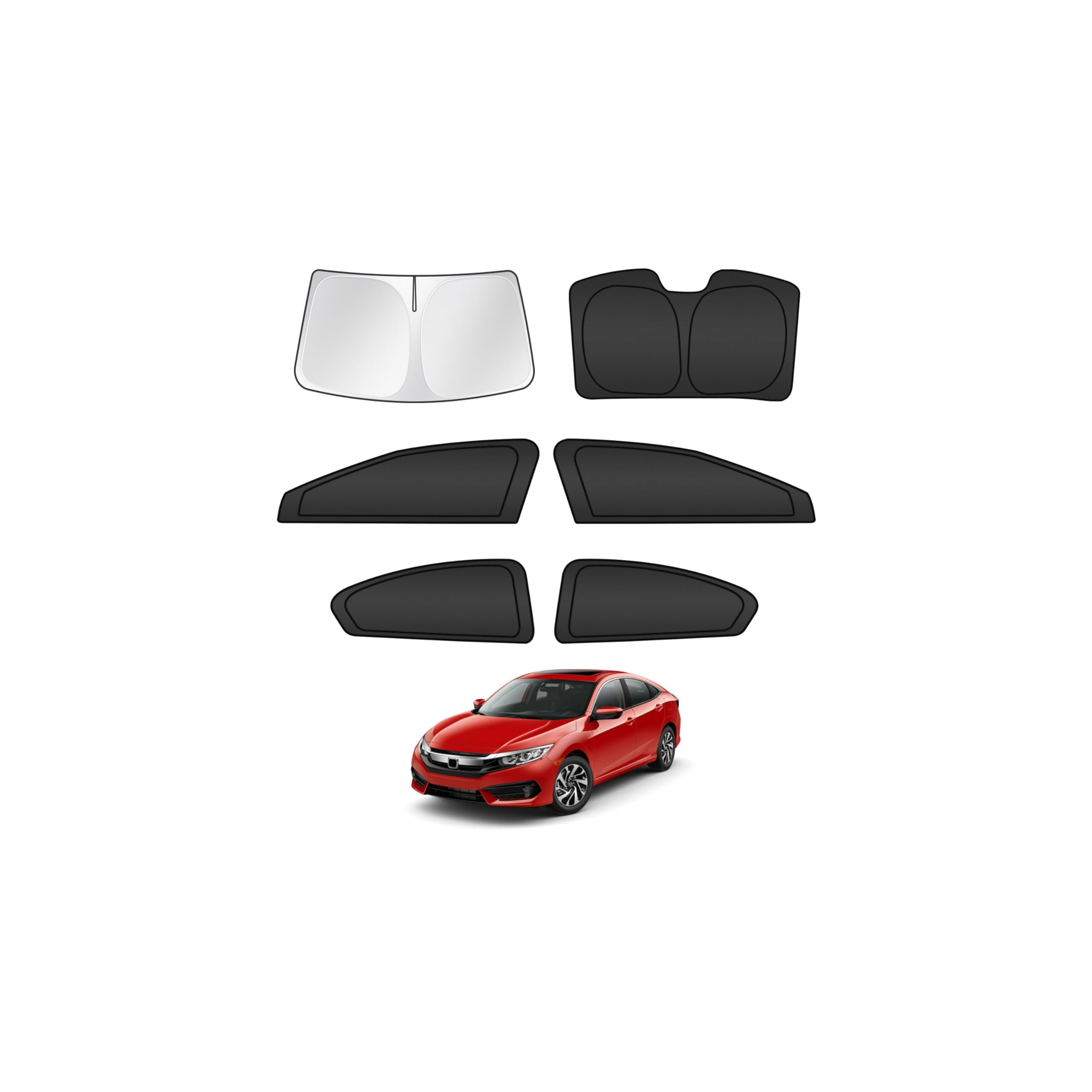 t tgbros windshield sun shade for honda civic 2012 2013 2014 2015 car window shades thicken uv block and blackout privacy foldable sunshades 6pcs accessories keep cool sun visor covers window covers for honda civic 2012-2015