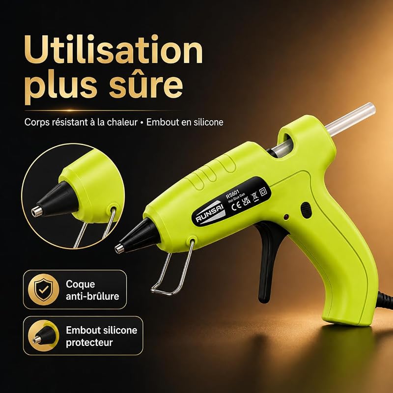 Pistolet a Colle Chaud Électrique, Mini Pistolet à Colle Filaire 30W