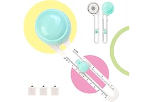 LYFORX Circle Paper Cutters，Adjustable Rotary Circle Cutter，Circular Cardboard Circle Cutter with 3 Replaceable Blades, Trimmer Scrapbooking Tools，DIY Craft Cutting Tools Green