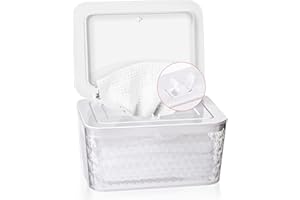 Whiidoom Baby Wipes Dispenser, Wipes Holder Dustproof Wipes Container Case One-handed Opening with Spring-loaded Keep Wipes Fresh and Moist (White)