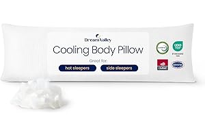 Dream Valley® Advanced Cooling Body Pillow, Waffle Breathable Fabric & PCM Cooling Fabric, Memory Foam for Balanced Support a